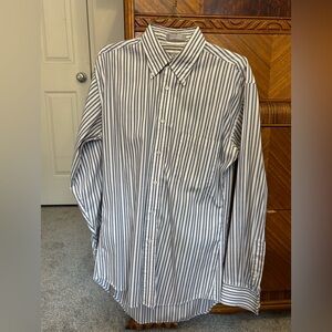 Stafford Executive Wrinkle Free Men's Navy and White Vertical Stripe Dress Shirt